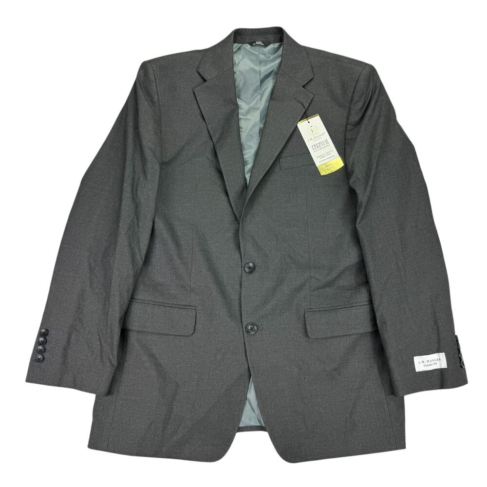 Haggar Mens Premium Stretch Classic Fit Suit Jacket Dark Gray 42L